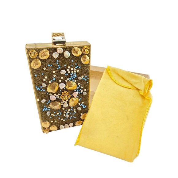 Spectacular Vintage Metal Seashell Dance Bag With Original Box (A8636) - Picture 1 of 10